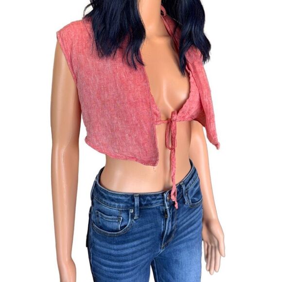 Matthew Bruch Red 100% Linen Vest With Triangle Top Size Medium Revolve - Picture 4 of 7